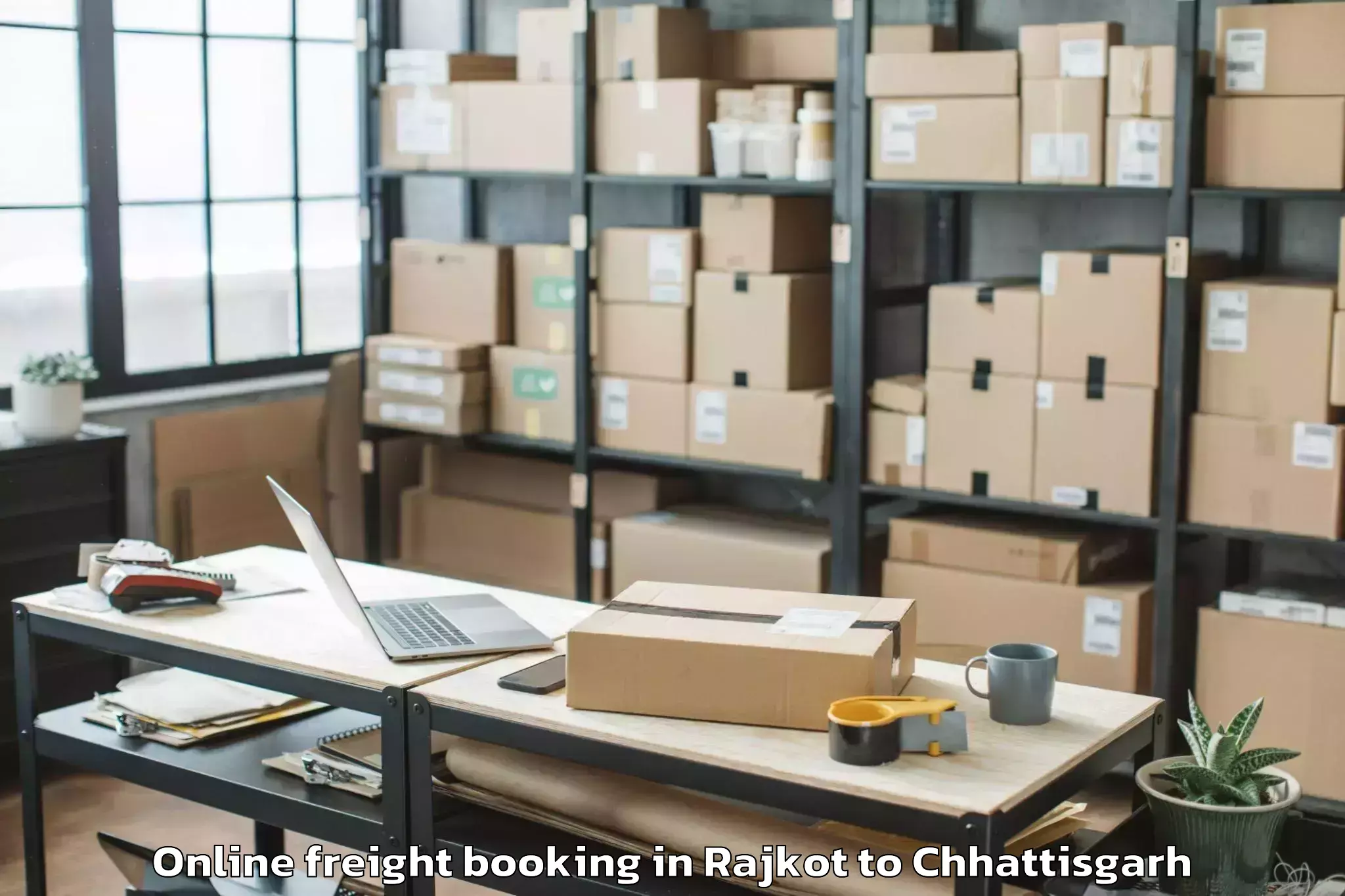 Professional Rajkot to Raipur Airport Rpr Online Freight Booking